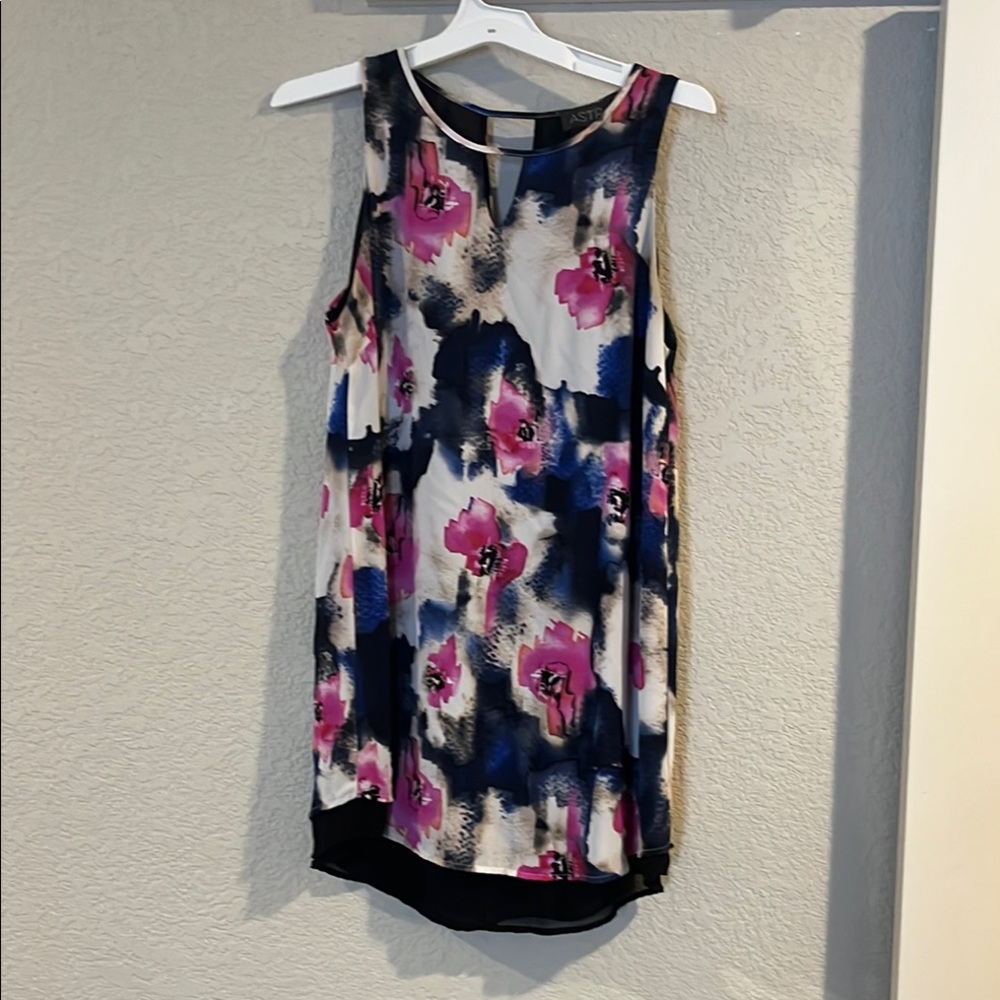 Floral Sleeveless Dress - Pink and Blue